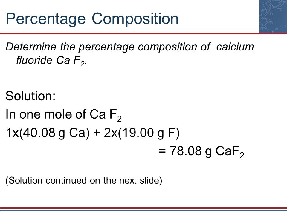 The percentage by mass of calcium